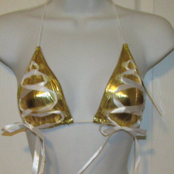 Gold Metallic Booty Short Bikini - NEW - Picture 8 of 9
